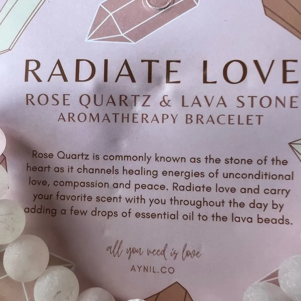 NEW AYNIL Radiate Love Rose Quartz Stone Aromatherapy Diffuser Bracelet